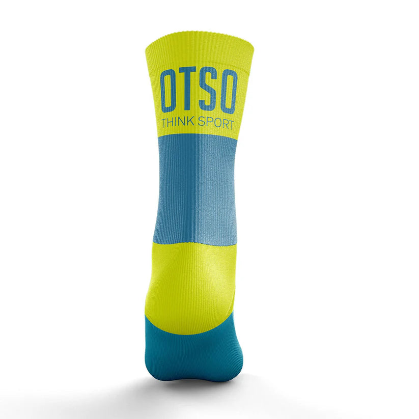 Mid-Calf Multisport Socks - Light Blue & Fluo Yellow